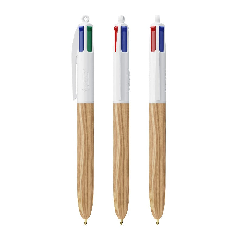Stylo BIC® 4 couleurs effet bois personnalisé fabrication France 🇫🇷