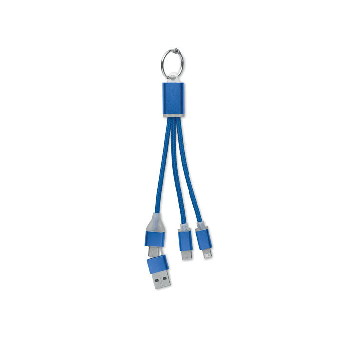 Porte-clés avec câble de charge 4 en 1 BLUE personnalisable