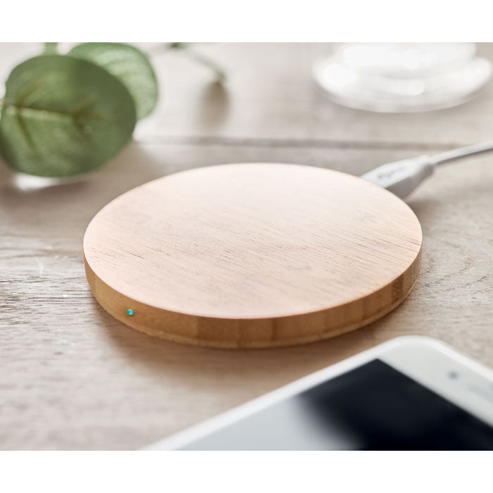 RUNDO bamboo round wireless charger + customizable