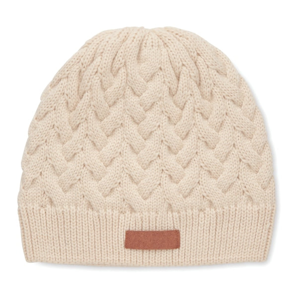 Bonnet Tricoté En Rpet Katmai Personnalisable Beige Chapeaux