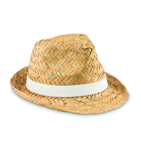 Chapeau En Paille Naturelle Montevideo Personnalisable Blanc Chapeaux