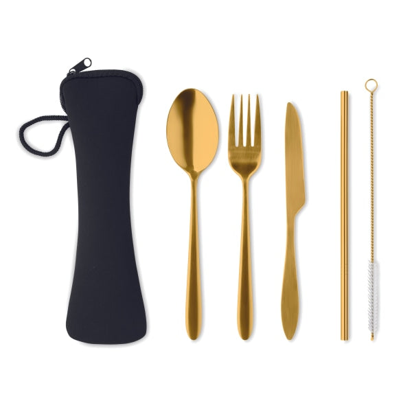 Couverts En Acier Inoxydable 5 Service Personnalisable Gold Accessoires De Déjeuner