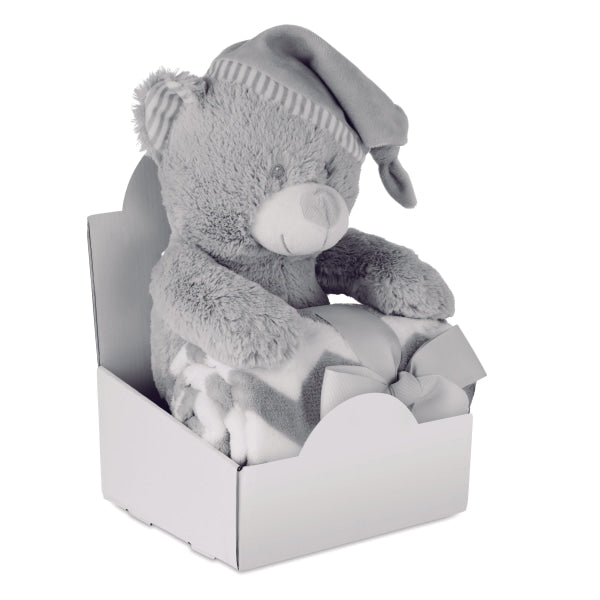 Grand Nounours Avec Couverture Osset Personnalisable Grey Peluches