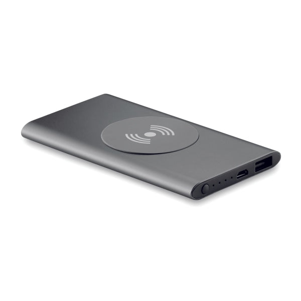 Powerbank Sans Fil 4000Mah. Power&Wireless Personnalisable Titanium Powerbanks