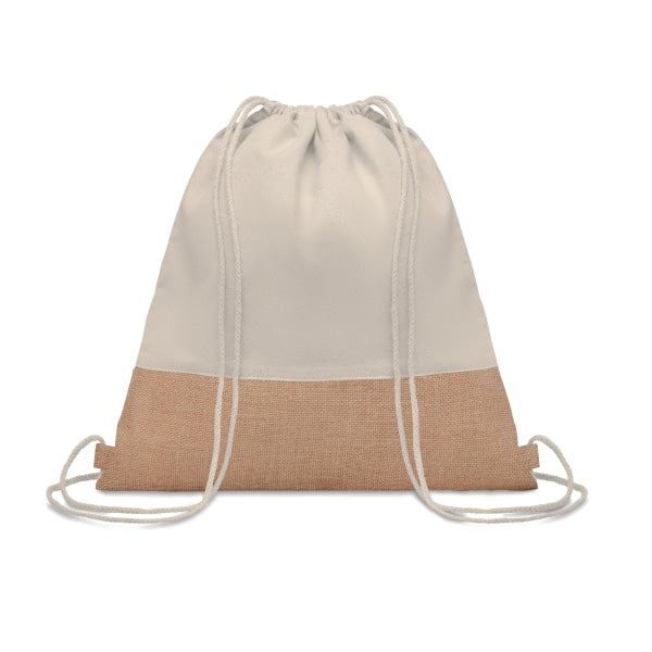 Sac À Cordon Avec Détails Jute India Personnalisable Beige Sacs Dos & De Plein Air