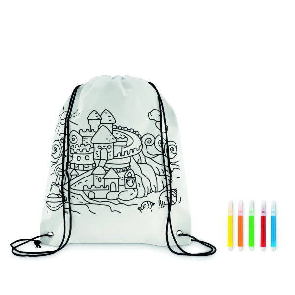 Sac À Cordon Non Tissé Carrydraw Personnalisable White Dessin