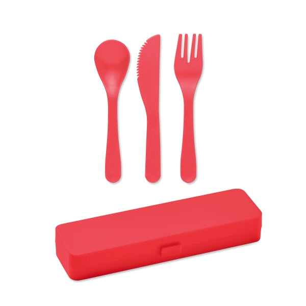 Set De Couverts En Pp Rigata Personnalisable Red Accessoires Déjeuner