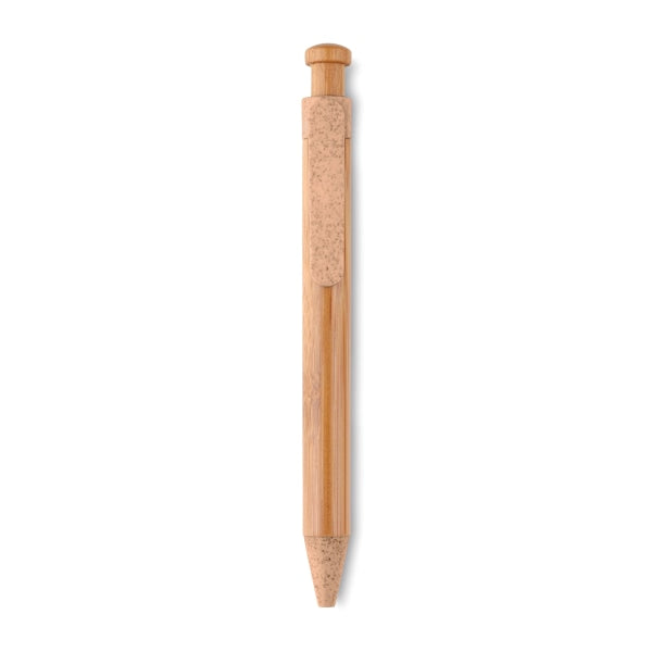Stylo Bambou/Paille Blé Et Abs Toyama Personnalisable Orange Ecriture