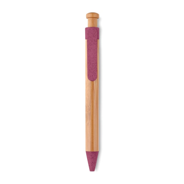 Stylo Bambou/Paille Blé Et Abs Toyama Personnalisable Red Ecriture
