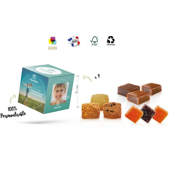 Cube 9 Gourmandises personnalisé fabriqué en 🇫🇷