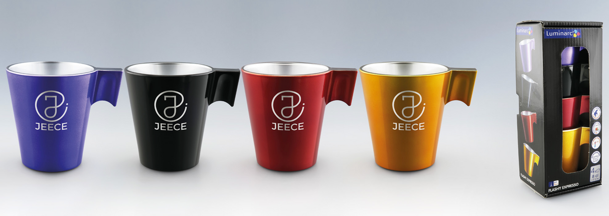 Set de 4 tasses à Expresso en verre 8 cl Luminarc® personnalisé fabrication France 🇫🇷