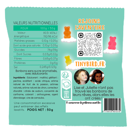 Custom 50g vegan & sugar-free gummy bears made in France 🇫🇷