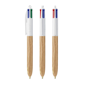Stylo BIC® 4 couleurs effet bois personnalisé fabrication France 🇫🇷
