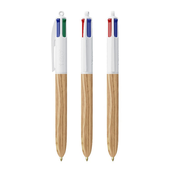 Stylo BIC® 4 couleurs effet bois personnalisé fabrication France 🇫🇷