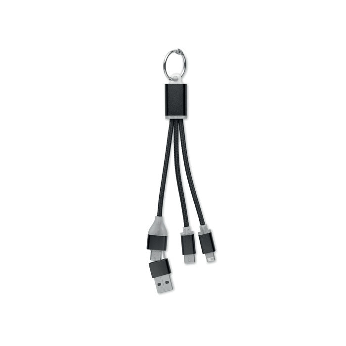 Porte-clés avec câble de charge 4 en 1 BLUE personnalisable