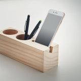 Station de bureau en bois 3-en 1 support à smartphone, pot à crayon et plante THILA personnalisable