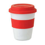 Gobelet en plastique simple paroi avec couvercle et bande anti-dérapante en silicone ASTORIA personnalisable