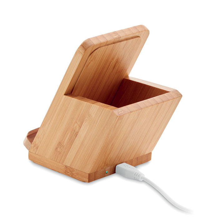 Chargeur sans fil pot à crayons en bambou BAICOI personnalisable