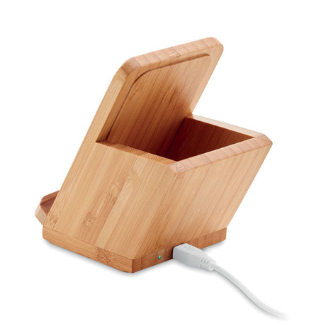 Chargeur sans fil pot à crayons en bambou BAICOI personnalisable