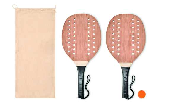 Set beach tennis en bois de ros PALAS personnalisable-0