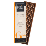 Barre de chocolat 10g Gianduja sur carte personnalisée fabriqué en 🇫🇷