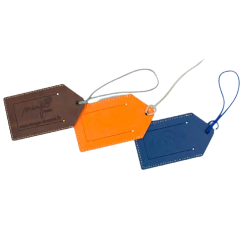 Étiquette bagage en cuir recyclé ♻️ personnalisable fabrication France 🇫🇷