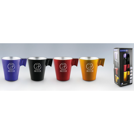Coffret 4 tasses à expresso 8 cl en verre Luminarc personnalisables fabrication France 🇫🇷