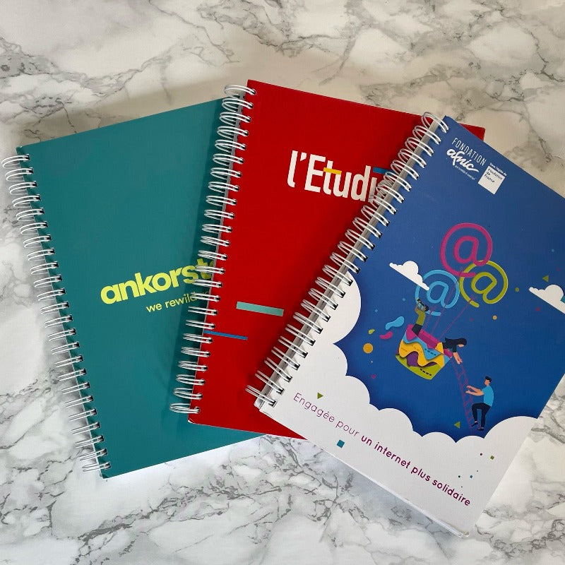 Carnet de notes A5 à spirales couverture souple imprimé quadri fabrication France 🇫🇷