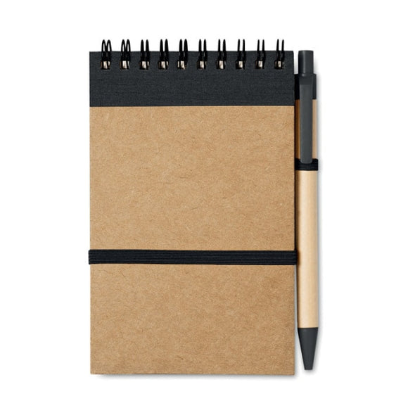 Bloc-Notes Recyclé Et Stylo Sonora Personnalisable Noir Carnets