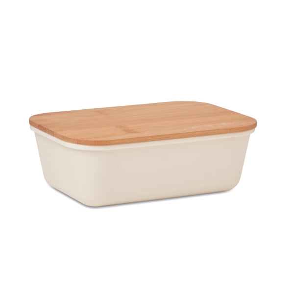 Boîte À Lunch Couvercle Bambou Thursday Personnalisable Beige Accessoires De Déjeuner