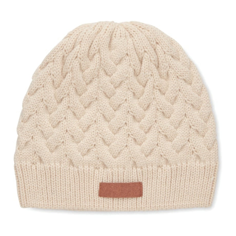 Bonnet Tricoté En Rpet Katmai Personnalisable Beige Chapeaux
