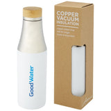 Bouteille Hulan de 540 ml en acier inoxydable avec  cuivre et isolation par le vide avec couvercle en bamboupersonnalisable avec logo