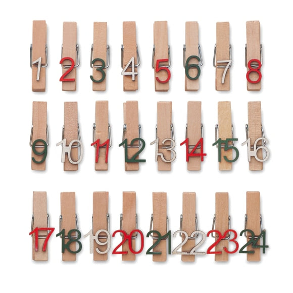 Calendrier De Lavent 24 Clips Clipy Personnalisable Brown Décoration