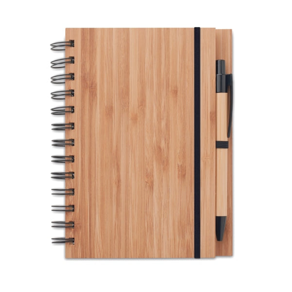 Carnet Et Stylo En Bambou Bambloc Personnalisable Brown Carnets