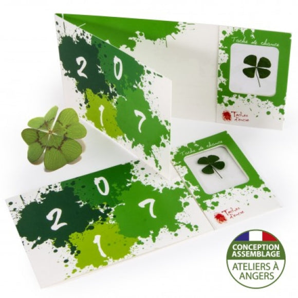 Carte Personnalisée Avec Un Trèfle À 4 Feuilles Porte Bonheur Plantes Publicitaires