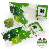 Carte Personnalisée Avec Un Trèfle À 4 Feuilles Porte Bonheur Plantes Publicitaires