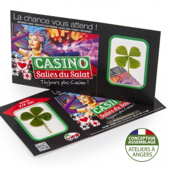 Carte Personnalisée Avec Un Trèfle À 4 Feuilles Porte Bonheur Plantes Publicitaires