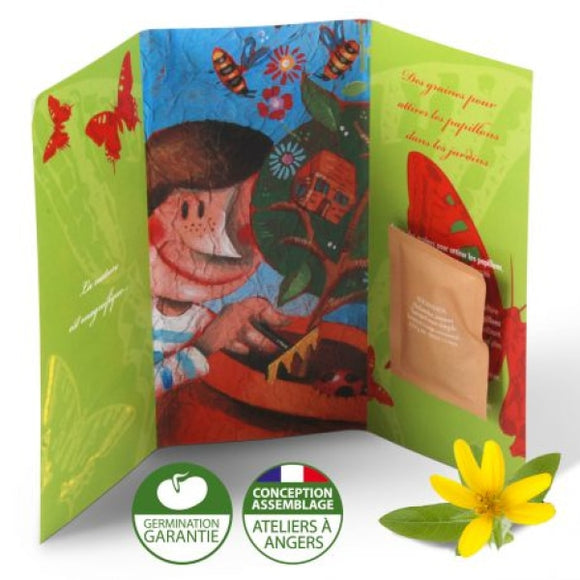 Carte Personnalisée En Papier Recyclé Avec Sachet De Graines (Grand Modèle) Plantes Publicitaires