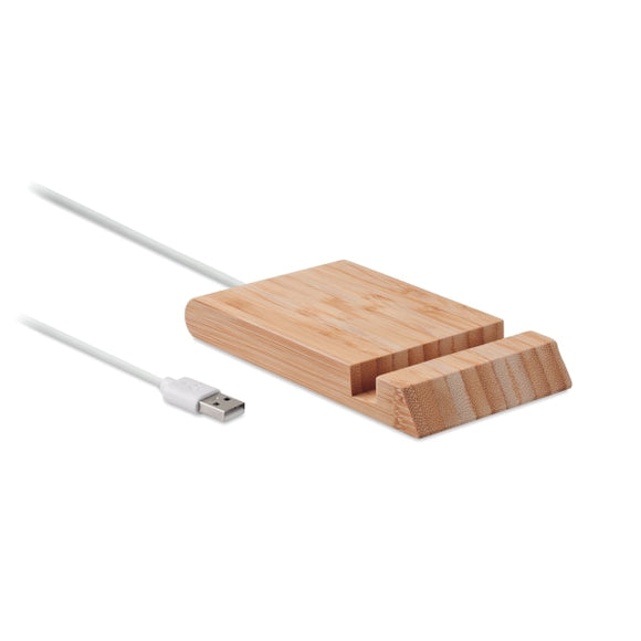 Chargeur Sans Fil En Bambou Odos Personnalisable Brown Chargeurs