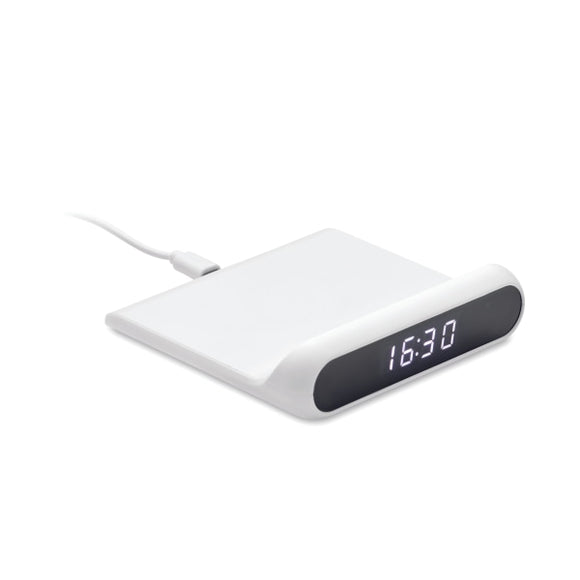 Chargeur Sans Fil Horloge Led Massitu Personnalisable Blanc Chargeurs