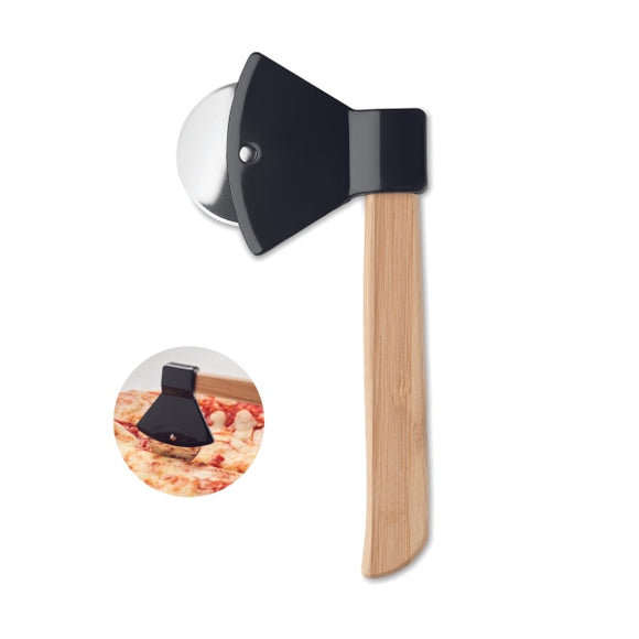 Coupe-Pizza Manche En Bambou Zaza Personnalisable Noir Accessoires Culinaires