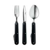 Couverts De Camping 3 Service Personnalisable Noir Plein Air