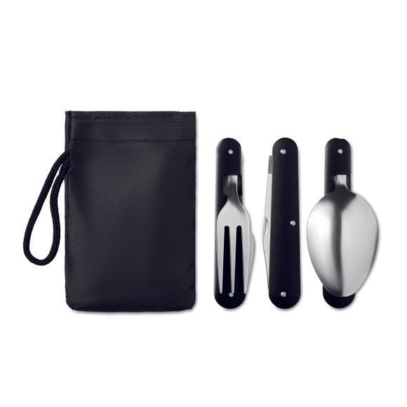 Couverts De Camping 3 Service Personnalisable Black Plein Air