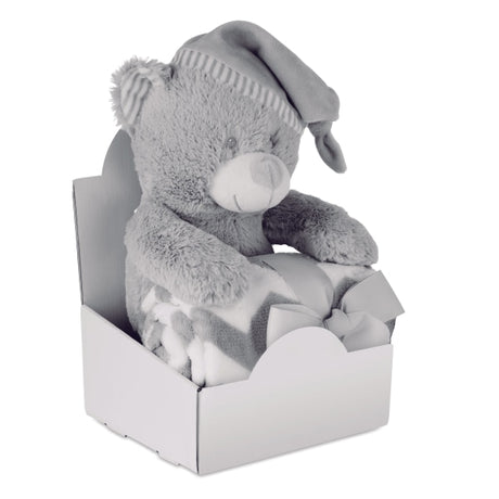 Grand Nounours Avec Couverture Osset Personnalisable Grey Peluches