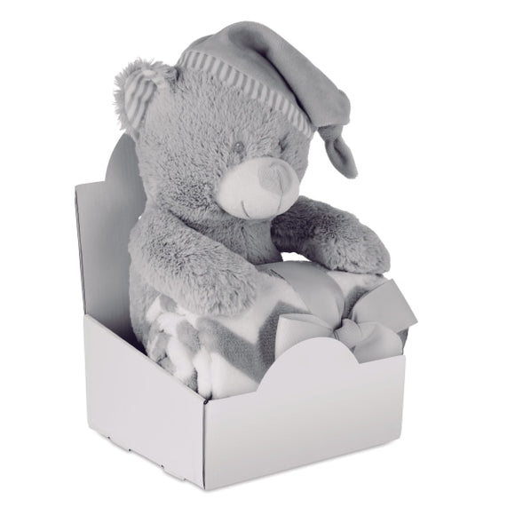 Grand Nounours Avec Couverture Osset Personnalisable Grey Peluches