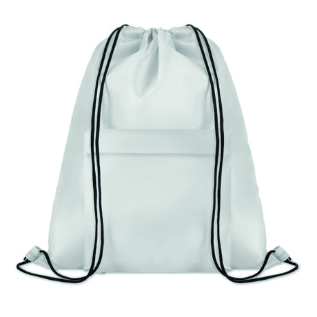 Grand Sac Cordelette 210D Pocket Shoop Personnalisable Blanc Sacs À Dos & De Plein Air
