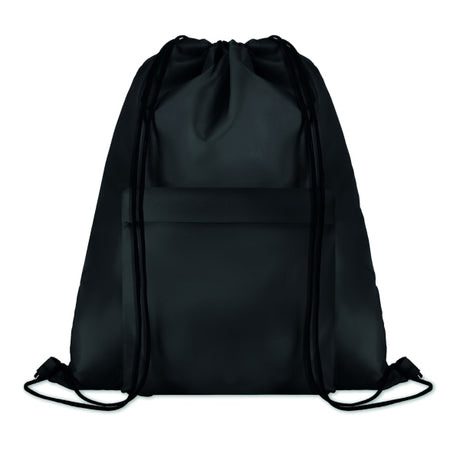 Grand Sac Cordelette 210D Pocket Shoop Personnalisable Noir Sacs À Dos & De Plein Air