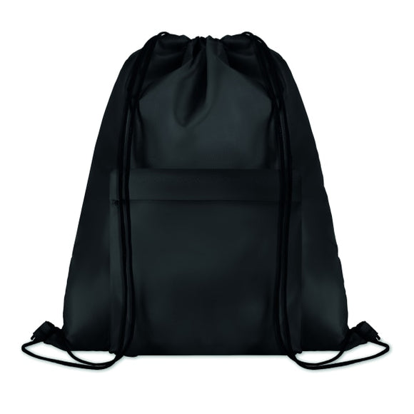 Grand Sac Cordelette 210D Pocket Shoop Personnalisable Noir Sacs À Dos & De Plein Air