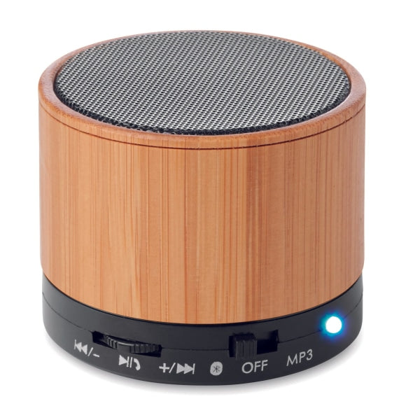 Haut-Parleur Sans Fil Bambou Round Bamboo Personnalisable Noir Audio & Son