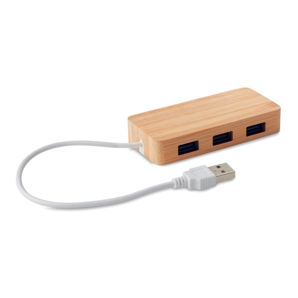 Hub Usb 3 Ports Bambou Vina Personnalisable Brown Accesoires De Bureau